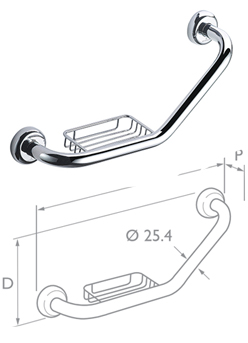 Chrome Angled Rail With Soap Dish