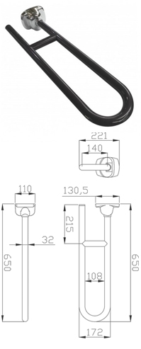 Grey Chrome Hinged Support Rail