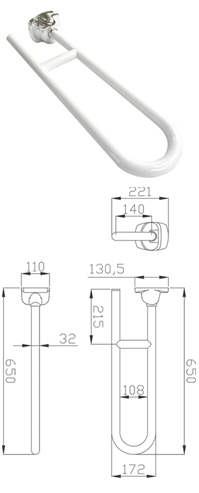 White Hinged Support Rail White Chrome