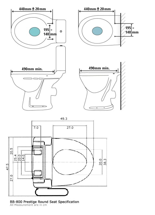 Bidet Shower Toilet Seat - With Remote Control