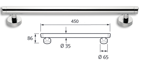 Chrome Straight Grab Rail 450mm