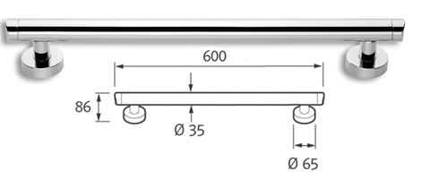 Chrome Straight Grab Rail 600mm