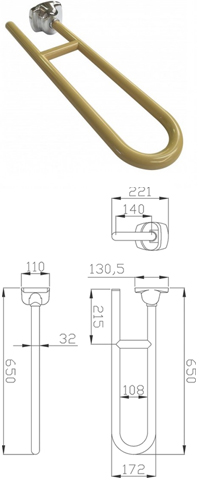 Sand Chrome Hinged Support Rail