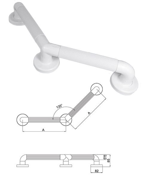 Plastic Fluted 135 Cranked Grab Rail 300mm