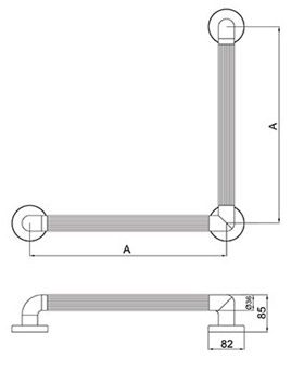 Plastic Fluted 90 Angled Grab Rail 450 x 450mm