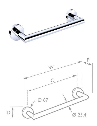 Chrome Straight Rail SC19