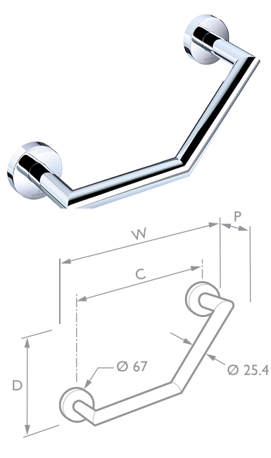 Angled Grab Rail (261MM C/C)